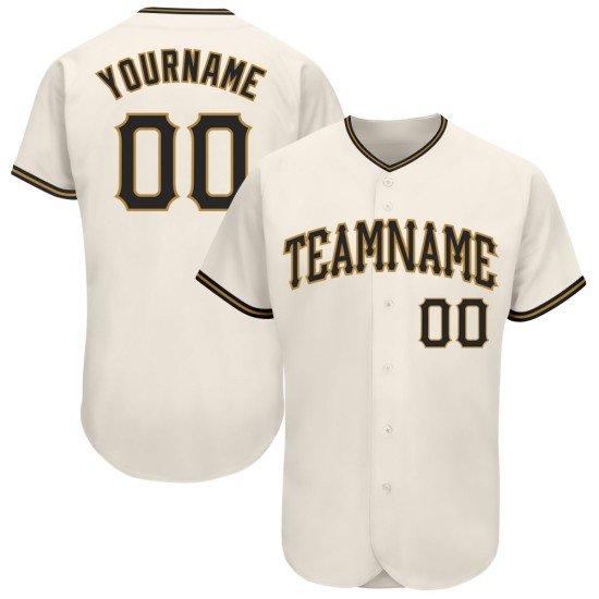 Or Noir-Vieux Jersey Personnalisé Authentique Baseball Crème Or Noir-Vieux Jersey Personnalisé Authentique Baseball Crème