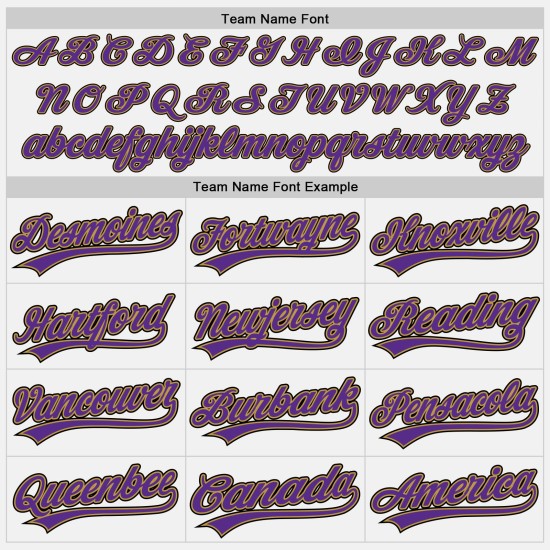 Maillot de baseball personnalisé Old Purple authentique à rayures dorées et noires, violet et blanc Maillot de baseball personnalisé Old Purple authentique à rayures dorées et noires, violet et blanc