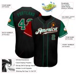 Maillot de baseball noir authentique personnalisé vert-rouge Kelly Tone Two Maillot de baseball noir authentique personnalisé vert-rouge Kelly Tone Two