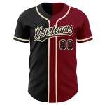 Maillot de baseball Split Fashion Crimson noir-crème personnalisé authentique Maillot de baseball Split Fashion Crimson noir-crème personnalisé authentique