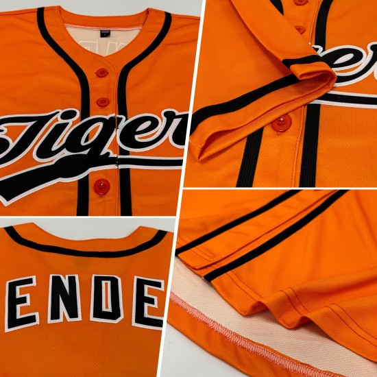 Maillot de baseball Orange Bay noir et blanc authentique et personnalisé Maillot de baseball Orange Bay noir et blanc authentique et personnalisé