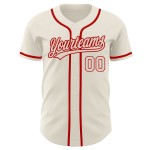 Maillot de baseball personnalisé authentique crème-rouge crème Maillot de baseball personnalisé authentique crème-rouge crème