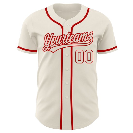 Maillot de baseball personnalisé authentique crème-rouge crème Maillot de baseball personnalisé authentique crème-rouge crème