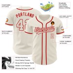 Maillot de baseball personnalisé authentique crème-rouge crème Maillot de baseball personnalisé authentique crème-rouge crème