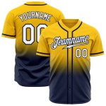 Maillot de baseball authentique blanc-bleu marine, jaune, personnalisé, à la mode Maillot de baseball authentique blanc-bleu marine, jaune, personnalisé, à la mode