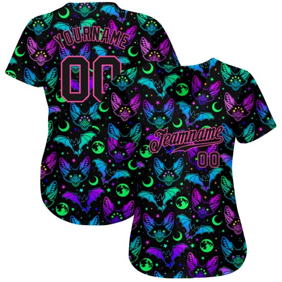 Maillot de baseball personnalisé 3D à motif authentique pour Halloween, multicolore et lumineux Maillot de baseball personnalisé 3D à motif authentique pour Halloween, multicolore et lumineux